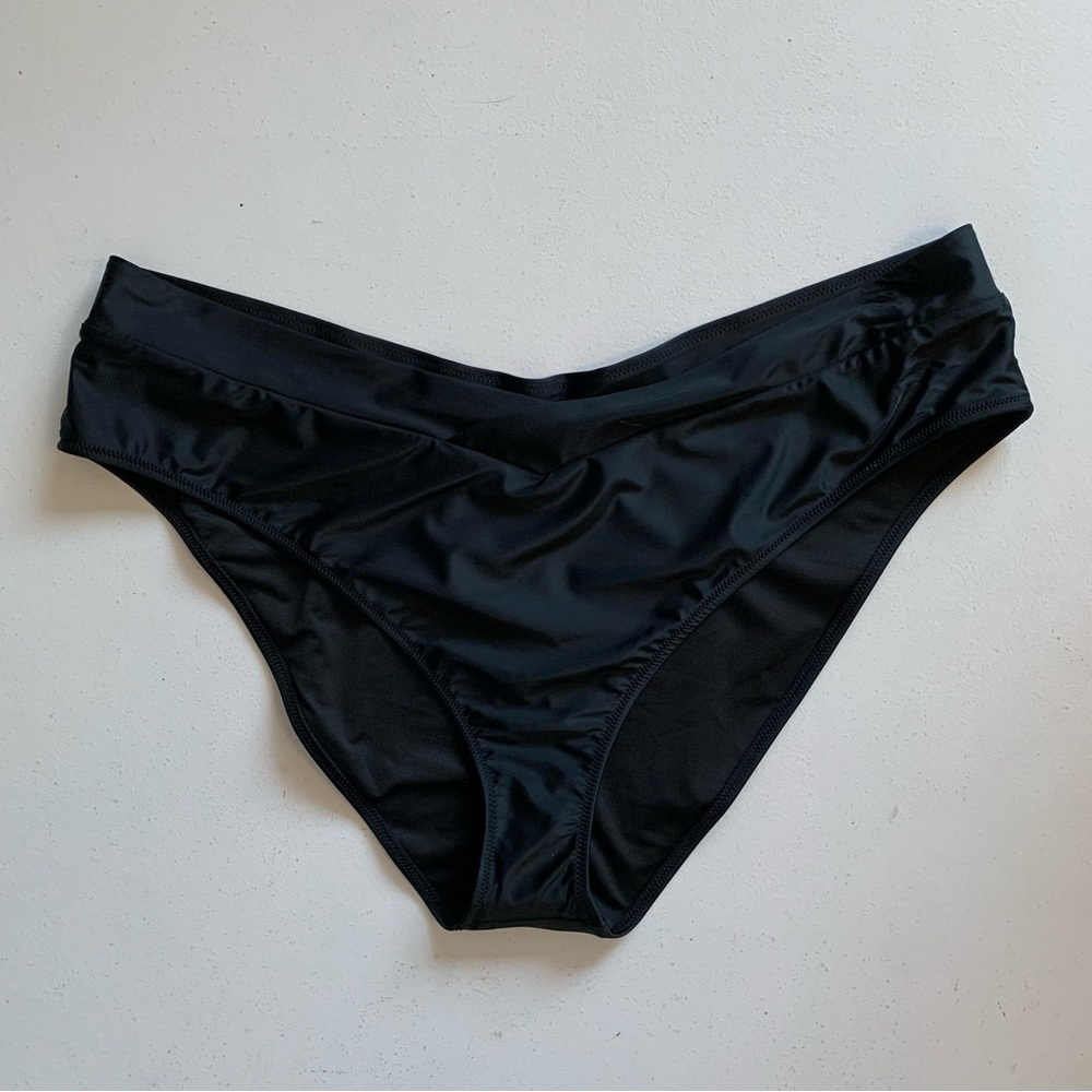 J Crew Black Cheeky Bikini Bottom Size 3X Cross-Front NWT
